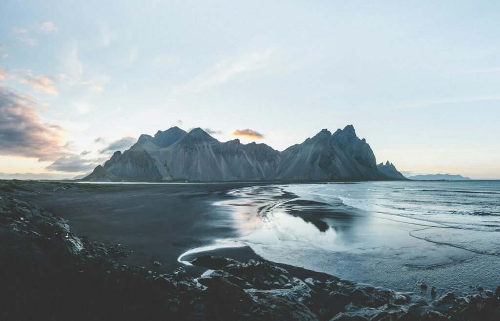 Black sand and surf on the Icelandic coast