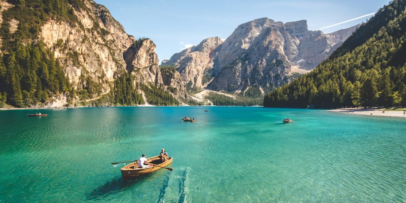 Dramatic mountain lake landscape like Nordic fjords