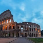 Colosseum and Roman streets at dusk
